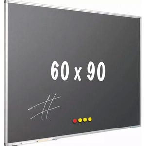 Krijtbord PRO - Magnetisch - Schoolbord - Eenvoudige montage - Geëmailleerd staal - Grijs - 90x60cm