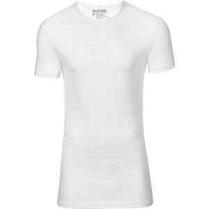 Slater 6500 - Stretch 2-pack T-shirt ronde hals korte mouw wit S 95% organisch katoen 5% elastan