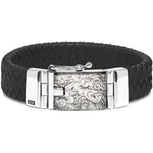 SILK Jewellery - Zwarte Armband - Alpha - 641BTR.21 - Maat 21,0