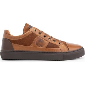 NoGRZ A.Maggi Leren herensneakers - gevoerde veterschoenen - Cognac Bruin Leer - Maat 43