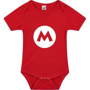 Verkleed baby rompertje Mario/ loodgieter rood jongens en meisjes - Kraamcadeau - Babykleding 56