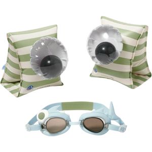 Sunnylife Shark Tribe - Zwemset - Zwembandjes & Zwembril - 3/6jr - max 25kg.