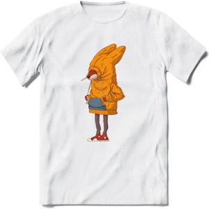 Verlegen vos T-Shirt Grappig | Dieren honden Kleding Kado Heren / Dames | Animal Skateboard Cadeau shirt - Wit - XL
