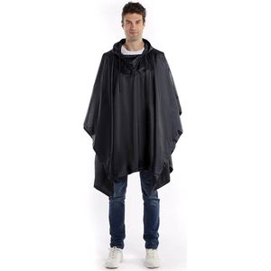 Philippe Sail regenponcho voor wandelen, lopen, fietsen navy blue - 100% waterdicht van polyester in een handig opbergtasje