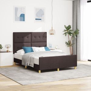 vidaXL - Bed - Frame - Donkerbruin - 140x190 - cm - Stof