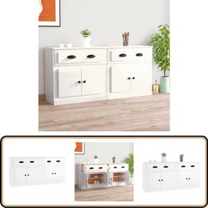 vidaXL Dressoirs 2 st bewerkt hout hoogglans wit