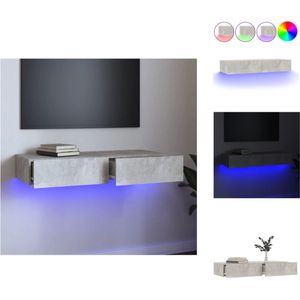 vidaXL TV-meubel Betongrijs - LED-verlichting - 90x35x15.5 cm - Kast