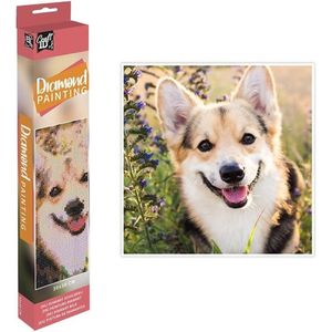 Craft ID Diamond painting corgi in lavendel | 30 x 30 cm