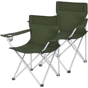 Campingstoel - Set Van 2 Campingstoelen - Draagbare Stoel - Klapstoel - Lichtgewicht Stoel - Campingstoel Met Armleuningen - Picknickstoel - Duurzame Campingstoel - Groen - 84 x 52 x 81 cm (L x B x H)