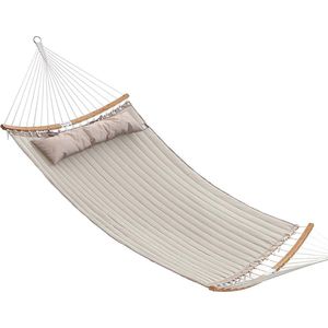 Hangmat Malone - voor 2 personen - Gewatteerd - Met kussen - Oxford stof - 200x140x335 cm - maximale belasting 225 kg - Creamy White/Beige