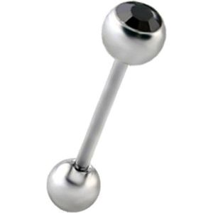 Fako Bijoux® - Tongpiercing - Kristal - Zwart