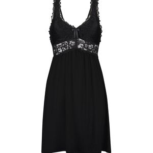 Hunkemöller Dames Nachtmode Slipdress Nora Lace - Zwart - maat XL