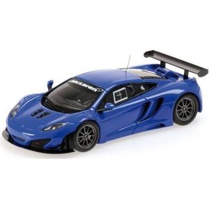 The 1:43 Diecast Modelcar of the McLaren MP4-12C GT3 of 2012 in Blue. This scalemodel is limited by 250pcs.The manufacturer is Minichamps.This model is only online available