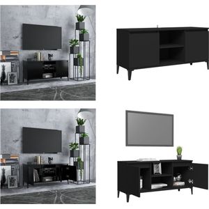 vidaXL Tv-meubel met metalen poten 103-5x35x50 cm zwart - Tv-kast - Tv-kasten - Tv-standaard - Tv-standaarden