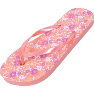 Oranje dames slippers/teenslippers met bloemen 36-37 EU