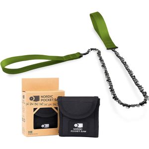 Survival Zaag Kettingzaag - 65cm Draagbare Boomzaag met Stevige Nylon Etui – Handkettingzaag Kampeerzaag - 33 Gekruiste Tanden - Original Versie - Outdoor Zaag Draagbare Handzaag