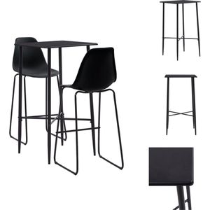 vidaXL barset - modern design - MDF tafelblad - gepoedercoat stalen frame - ergonomische stoelen - eenvoudig te monteren - Set tafel en stoelen