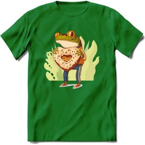 Valentijn kikker T-Shirt Grappig | Dieren Valentijnsdag Kleding Kado Heren / Dames | Animal Skateboard Cadeau shirt - Donker Groen - M