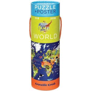 Crocodile Creek puzzel en poster Wereld - 200 stukjes