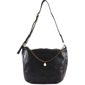 CAMPOMAGGI Leren Schoudertas Shoulder Bag Nero Zwart