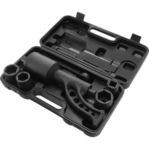 Heavy-Duty Momentsleutelset, 25,4 X 25,4 Mm Aandrijving, 1:64, 6800nm, Wielmoeraanzetter Voor Vrachtwagentrailers, Campers, Met 4 Doppen En Opbergkoffer