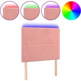 vidaXL - Hoofdbord - LEDx5x118/ - cm - fluweel - roze
