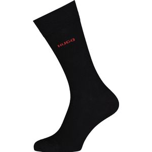 HUGO logo sokken (2-pack) - herensokken katoen - zwart - Maat: 43-46