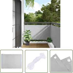 The Living Store Balkonscherm 600x75 cm PVC grijs - Balkonscherm - Privacy Screen - Buitenscherm - Balkonafscheiding - Weerscherm