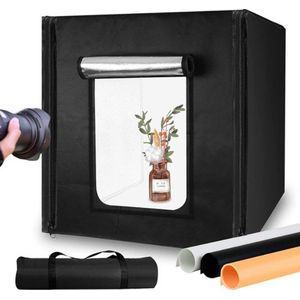 Velox Fotostudio – Fotobox Complete Set 40x40x40CM – Met 3 Achtergrond Drops – Led Verlichting – Hoge Kwaliteit