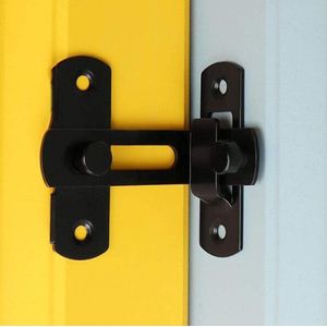 90 graden flip deurslot gesp rechte hoek bocht deur gesp bout schuur deurslot schuifdeur slot kastslot (2 stuks, zwart)
