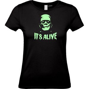 Dames T-shirt It's Alive | Halloween Kostuum Volwassenen | Horror Shirt | Gothic Shirt | Zwart dames | maat XL