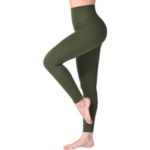 Legging met Hoge Taille voor Vrouwen - Boterachtig Zacht Niet Transparante Legging Voor Buikcontrole, Plus-maat Workout Gym Yoga Rekbare Broek - kleur groen - maat S,M