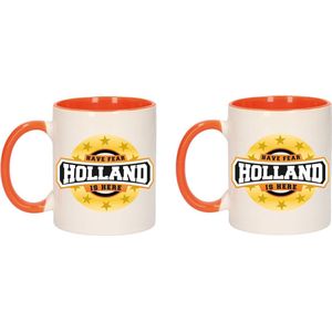 4x stuks have fear Holland is here mok/ beker oranje wit 300 ml