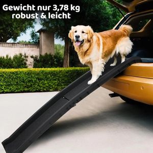 Opvouwbare Hondenloopplank - 156 cm - Draagbaar & Lichtgewicht - Antislip Huisdierhelling - Inklapbare Autoloopplank - Voor Grote & Kleine Honden - Tot 90 kg - Veilig & Stabiel - Voor Auto, SUV, Trunk & Hoogteverschillen