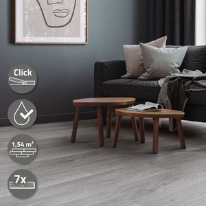 PVC vinyl vloer eiken Windswell Hickory met kliksysteem voor 1,5 m² 122x18 cm design vloerpatroon ML-Design