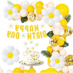 Verjaardags Decoratie Madeliefjes Ballonnen Party - Madeliefjes Bloem Retro Abrikoos - Meisjes Kinderen Verjaardag Bruiloft Babyshower