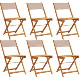 vidaXL - Tuinstoelen - 6 - st - inklapbaar - stof - en - massief - hout - taupe