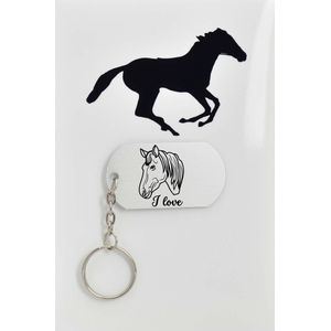 paard Sleutelhanger inclusief kaart - paard cadeau – paard  - Leuk kado voor je vriend om te geven - 2.9 x 5.4CM