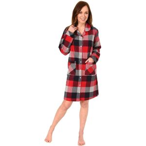 Normann dames nachthemd Flanel L/M - Creative Square - 46 - Rood.