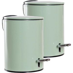 3x stuks metalen vuilnisbakken/pedaalemmers groen 3 liter 23 cm - Afvalemmers - Kleine prullenbakken