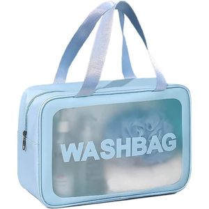 Toilettas, Make Up Tasje, Transparant, Toilettassen, Make Up Koffer, Beautycase, Make Up Organizer, Make Up Tas, Reistas, Toilettas Dames, Etui, Beautycase Koffer, Cosmetica Tas, Verjaardag, Moederdag, Valentijnsdag, Cadeautje, PVC, BLAUW