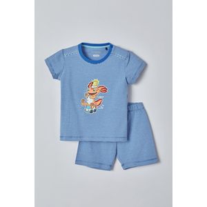 Woody - Unisex Pyjama - wit-blauw gestreept - axolotl - 221-3-PZA-Z/980 - 1m
