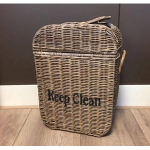 Rieten Prullenbak - tuimel klep - Rattan - keep clean