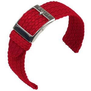 EULIT horlogeband - perlon - 22 mm - rood - metalen gesp