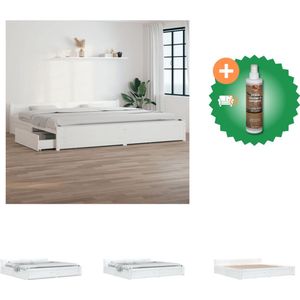 vidaXL Bedframe met lades wit 180x200 cm 6FT Super King - Bed - Inclusief Houtreiniger en verfrisser