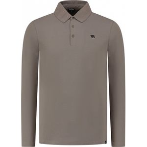 Ballin Amsterdam - Heren Slim fit T-shirts Polo LS - Taupe - Maat S