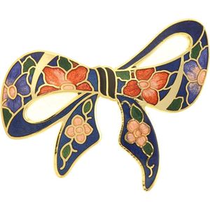 Behave® Dames broche strik blauw emaille