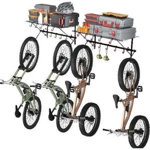 Gran Vida® - Fiets Ophangsysteem voor 4 Fietsen - Inclusief Planken - Sterke Stalen Constructie - 226kg Draagvermogen