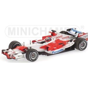 The 1:43 Diecast Modelcar of the Toyota Panasonic Racing TF106 TestCar of 2006. The driver was R. Zonta. The manufacturer of the scalemodel is Minichamps.This model is only online available