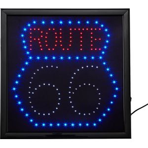 Led bord - Route 66 - Led sign - Ledbord - Ledborden - Decoratie - Verlichting - 50 x 25cm - Led decoratie - LED - Led verlichting - Bar decoratie - Cave & Garden